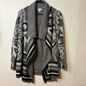 Bar III Gray and Black Patterned Cardigan